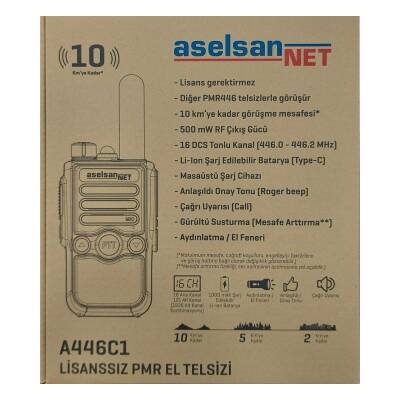 ASELSAN A446C1 Lisanssız PMR Tekli El Telsizi - 1