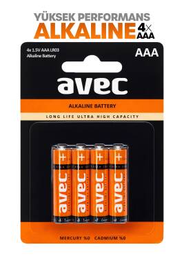 Avec LR03 AAA Alkalin 4'lü İnce Pil - 1