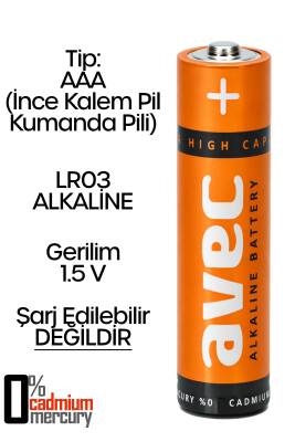 Avec LR03 AAA Alkalin 4'lü İnce Pil - 2