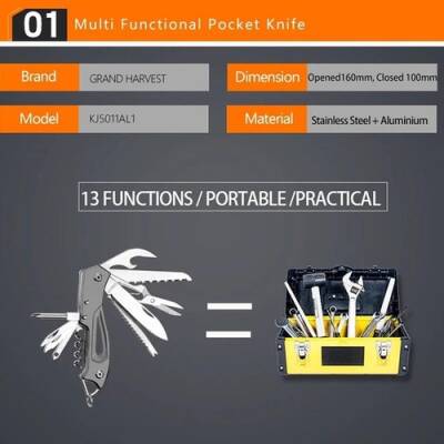 Grand Harvest KJ5011AL1 Multi Fonksiyonel Çakı (14 İşlev) - 3