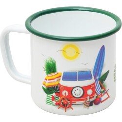 NURGAZ Emaye Kupa Beyaz Karavan Desen - NURGAZ