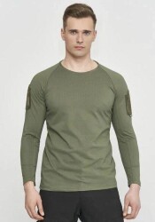 Single Sword Haki Sıfır Yaka Uzun Kol Tshirt XLarge - 3