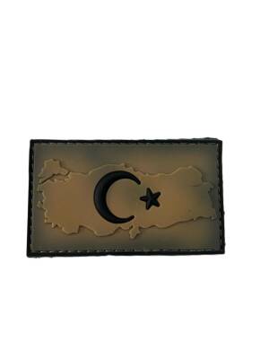 Single Sword Plastik Patch Harita Bayrak Bej - 1