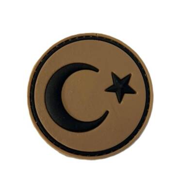 Single Sword Plastik Patch Yuvarlak Bayrak Bej - 1