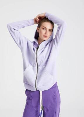 STAFU Relaxed Kapüşonlu Asit Yıkamalı Sweatshirt Lila Medium - 1