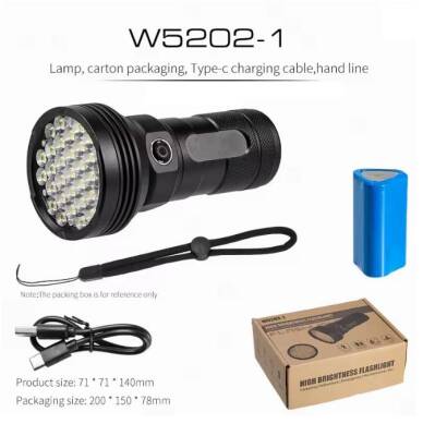 W5202-1 7500 Lumen Güçlü Işık Şarjlı El Feneri (31 Led'li) - 1